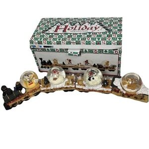 World Bazaars Holiday Collection 4Piece Christmas Train Waterball Snow Globe Set